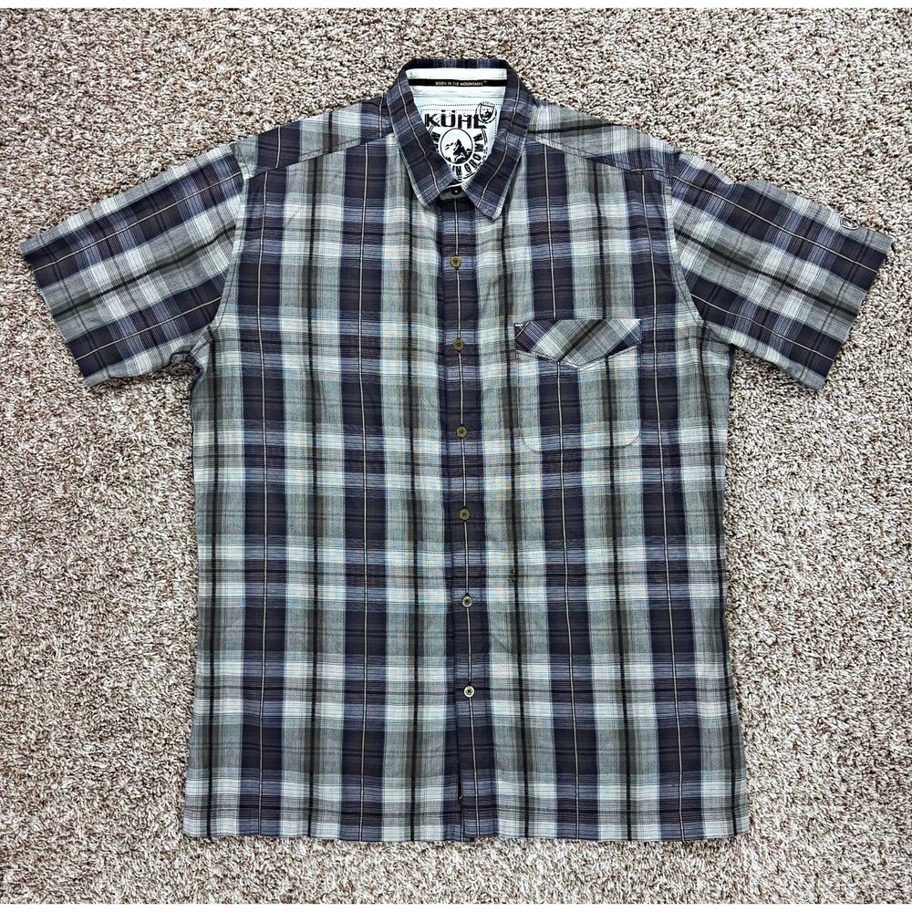 Kuhl Born in the Mountains Shirt Mens Large Plaid Short Sleeve Button Up Hiking